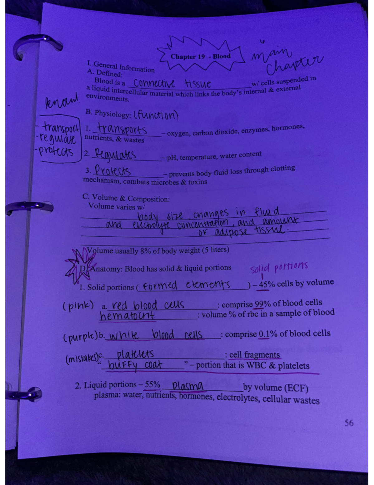 103 - Anatomy and Physiology II w/ Lab lecture notes and quiz notes ...