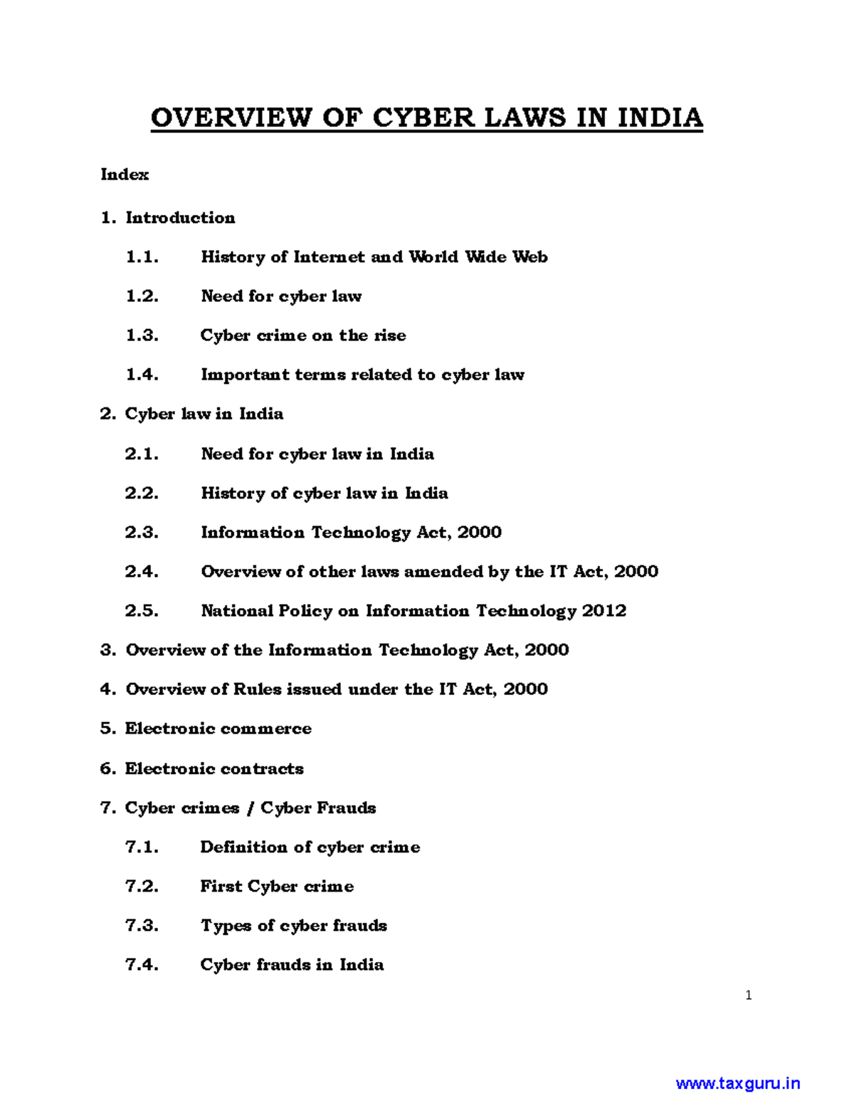 Cyber-laws-overview - IT Act 2000 - 1 OVERVIEW OF CYBER LAWS IN INDIA ...