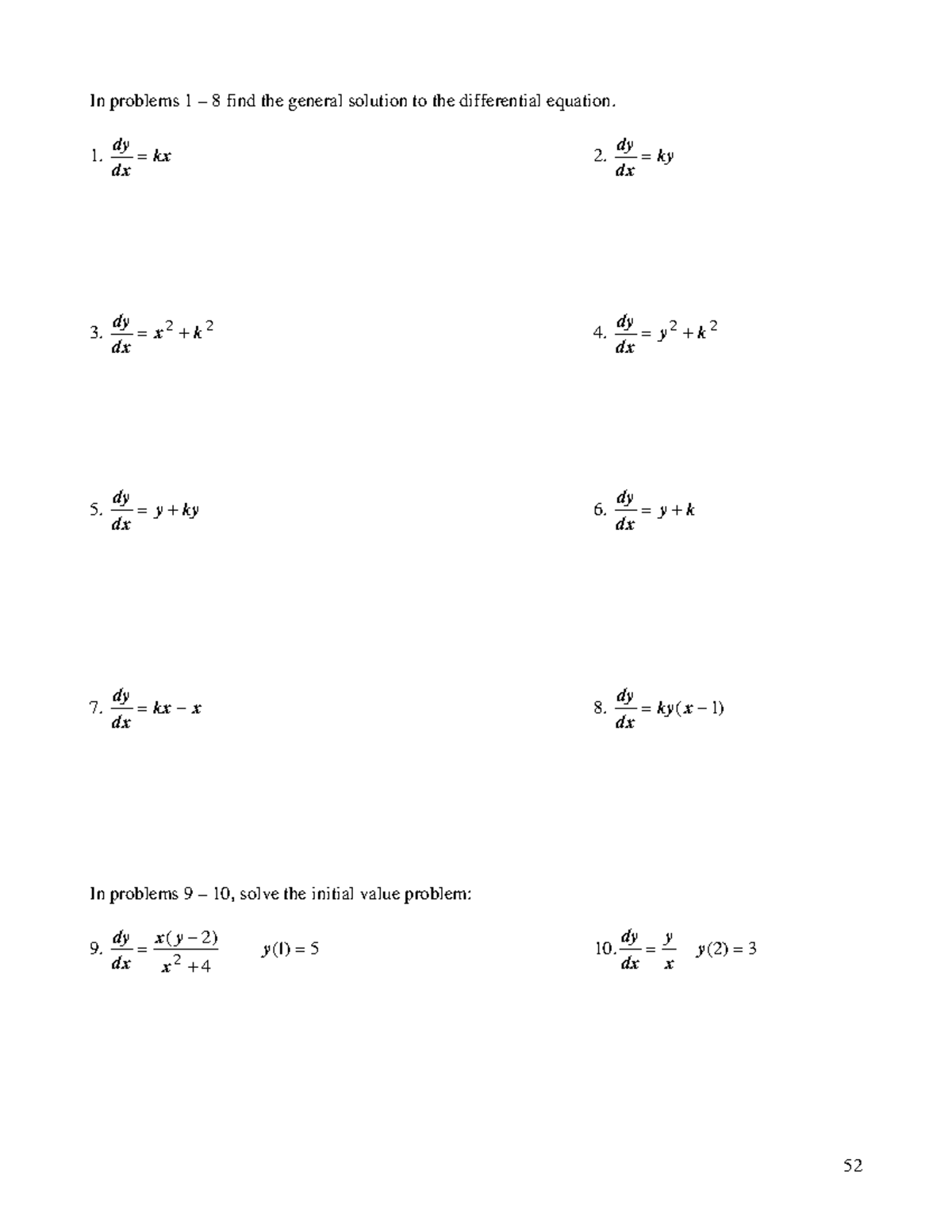 Chapter 11 - Differential Equations - In problems 1 – 8 find the ...