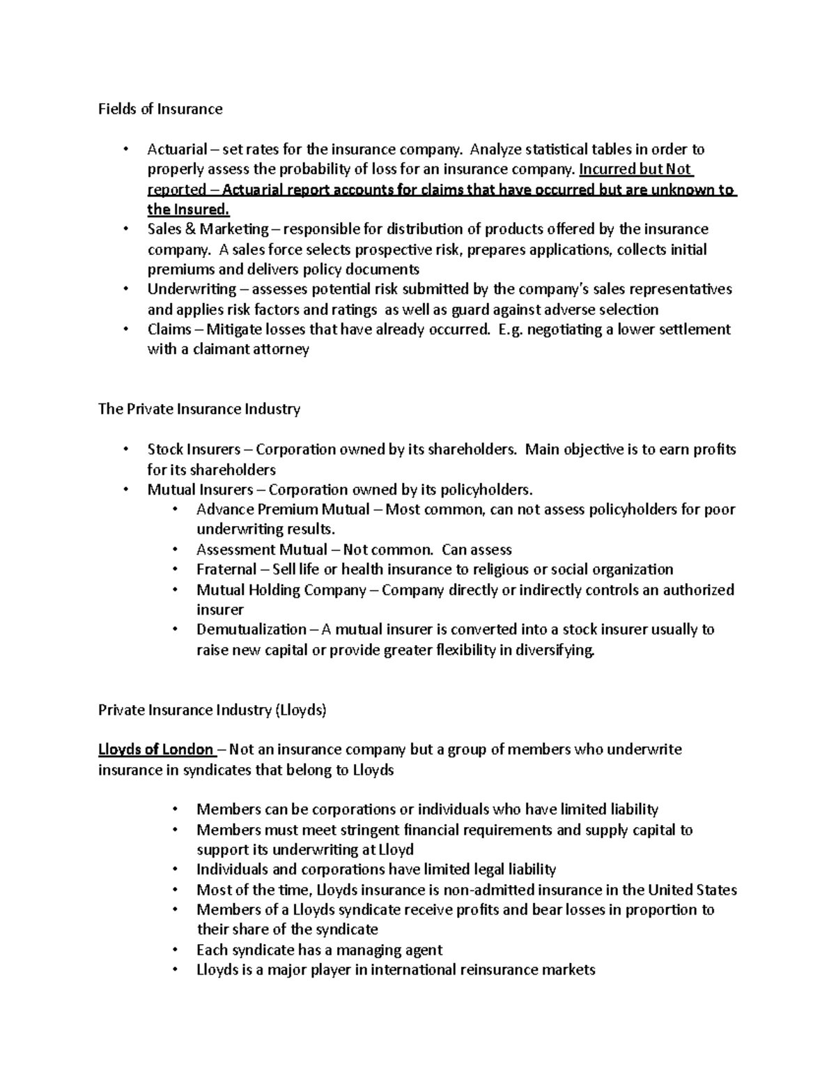 Fields of Insurance - Lecture notes 82 - Fields of Insurance Actuarial ...