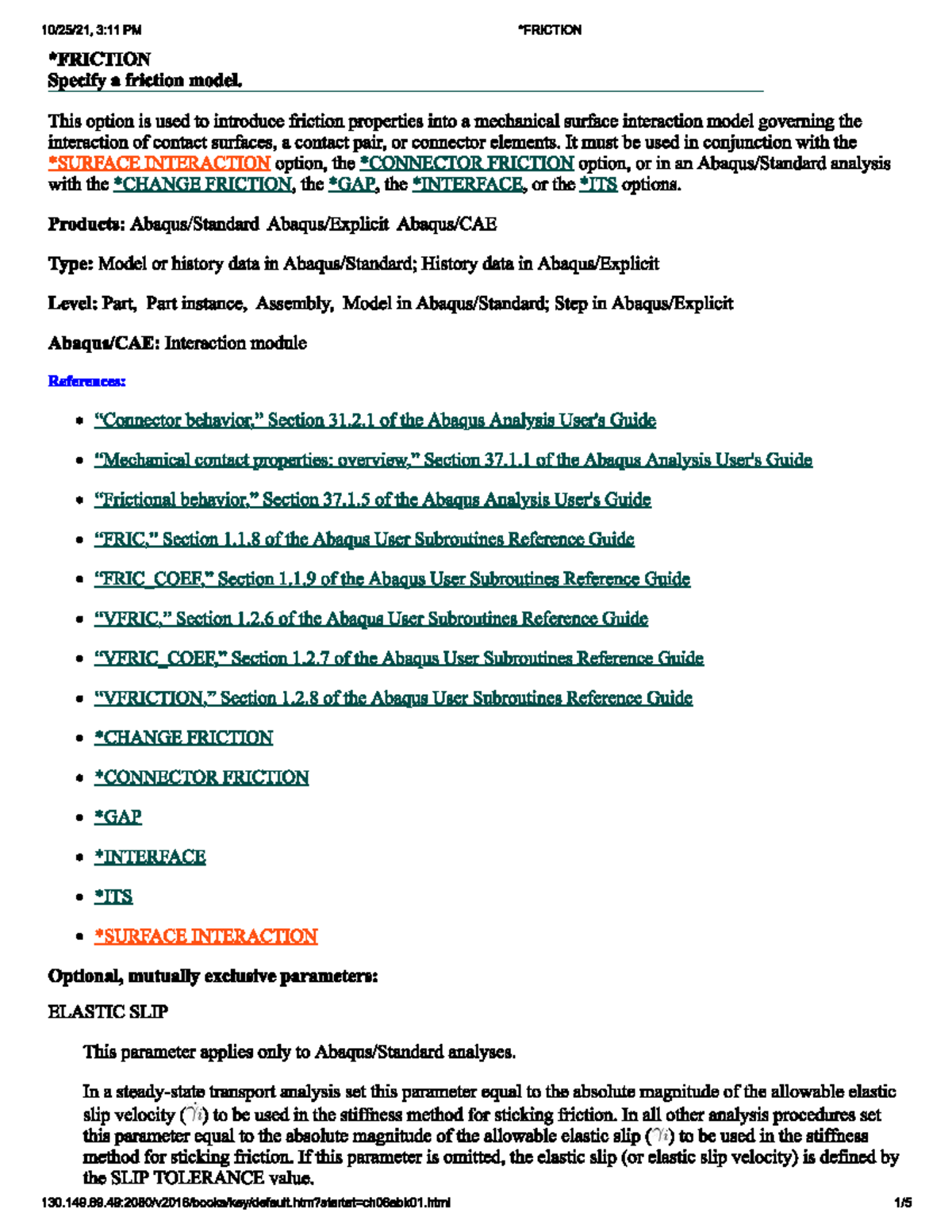 Abaqus documentation - Friction - MEC4426 - Monash - Studocu