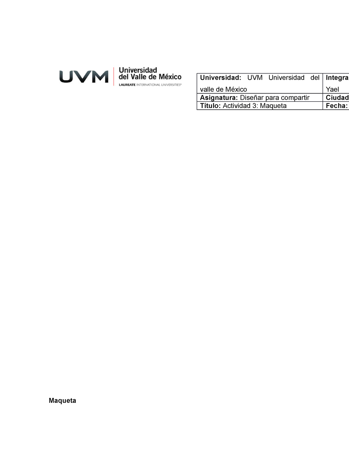 Actividad 3 Diseñar Para Compartir Universidad Uvm Universidad Del Valle De México Integran 2722