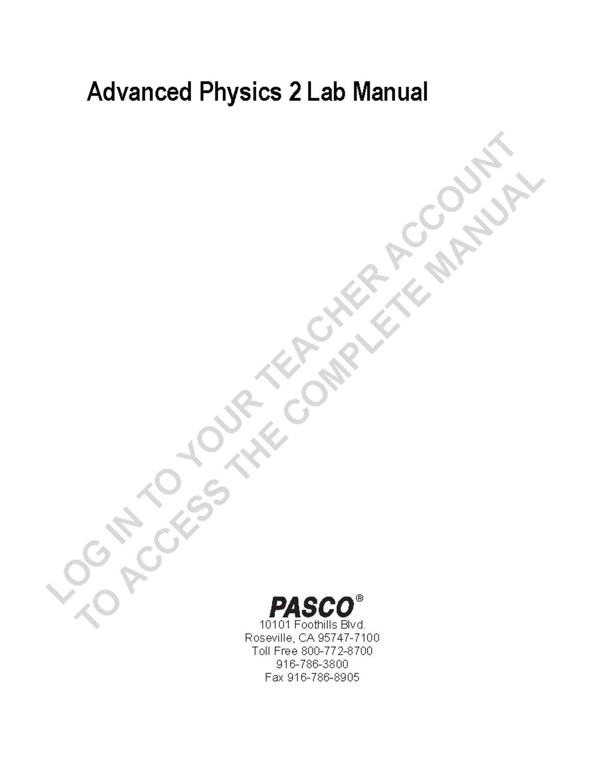 Advanced Physics 2 Lab Manual Intro - Advanced Physics 2 Lab Manual ...