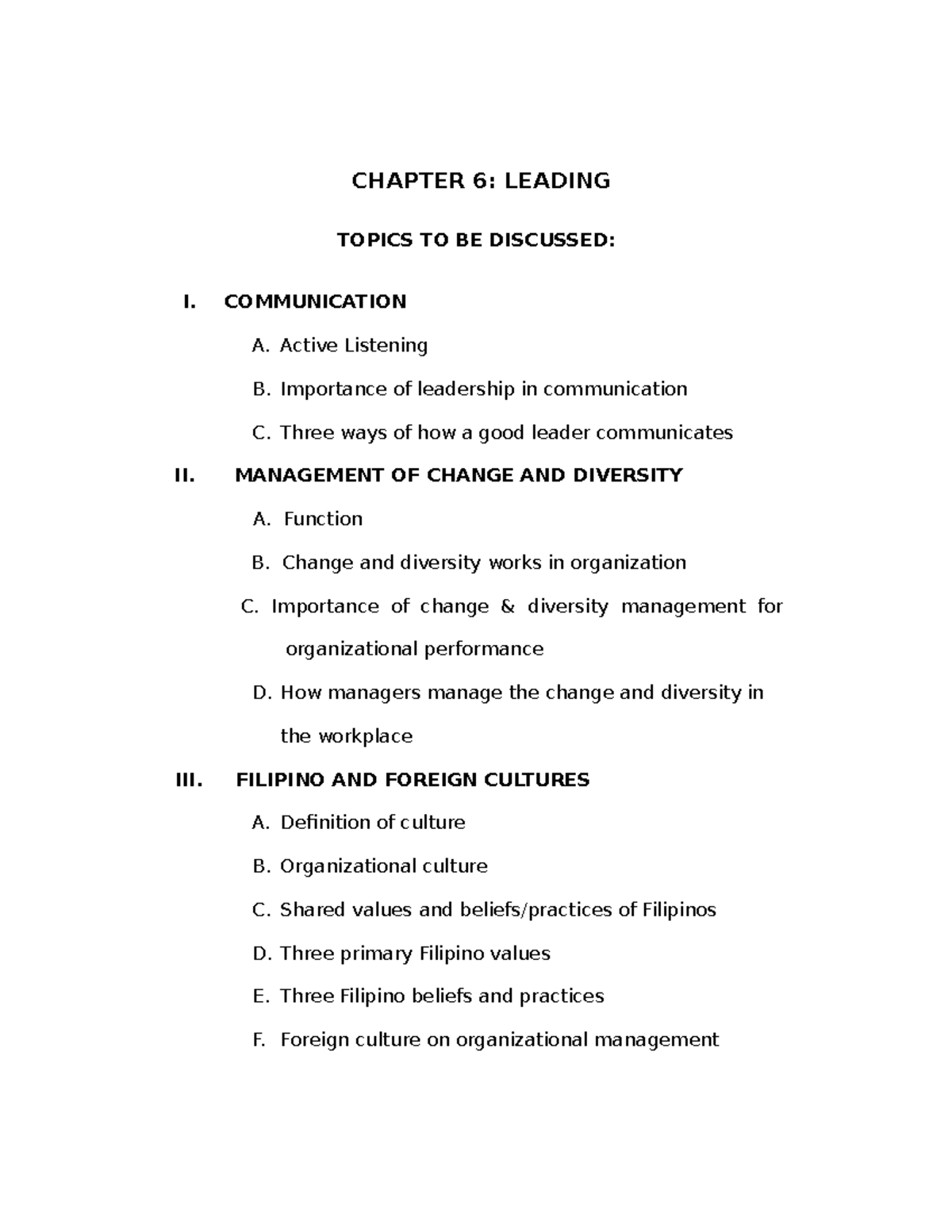 Group 12 - Organization and management - CHAPTER 6: LEADING TOPICS TO ...