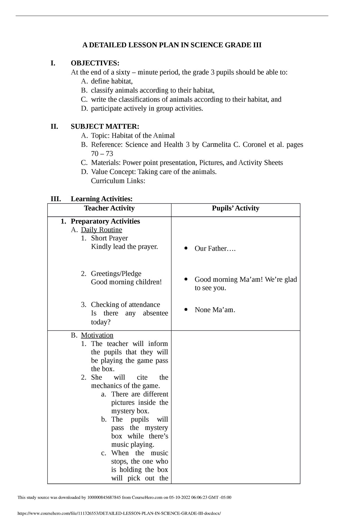 Detailed Lesson Plan In Science Grade Iii Doc A Detailed Lesson Plan Hot Sex Picture 3355