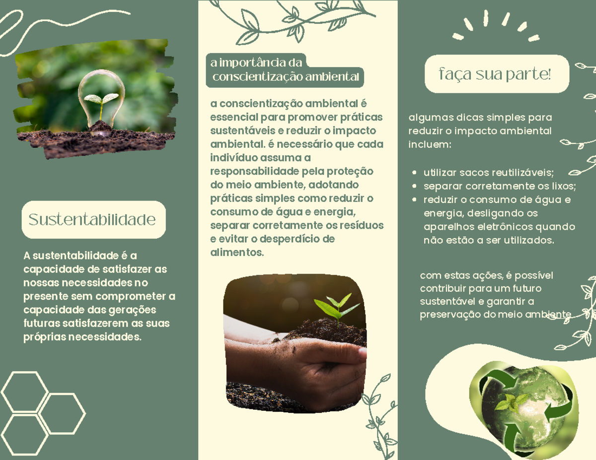 Folder concientização meio-ambiente - a importância da conscientização ...