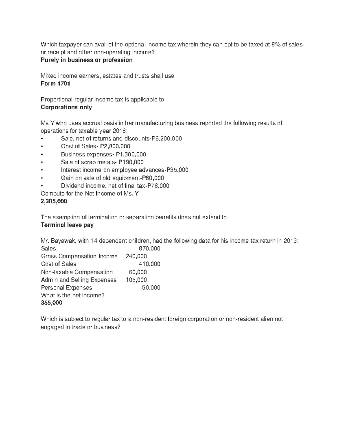 Quiz about Regular Taxation Which taxpayer can avail of the optional