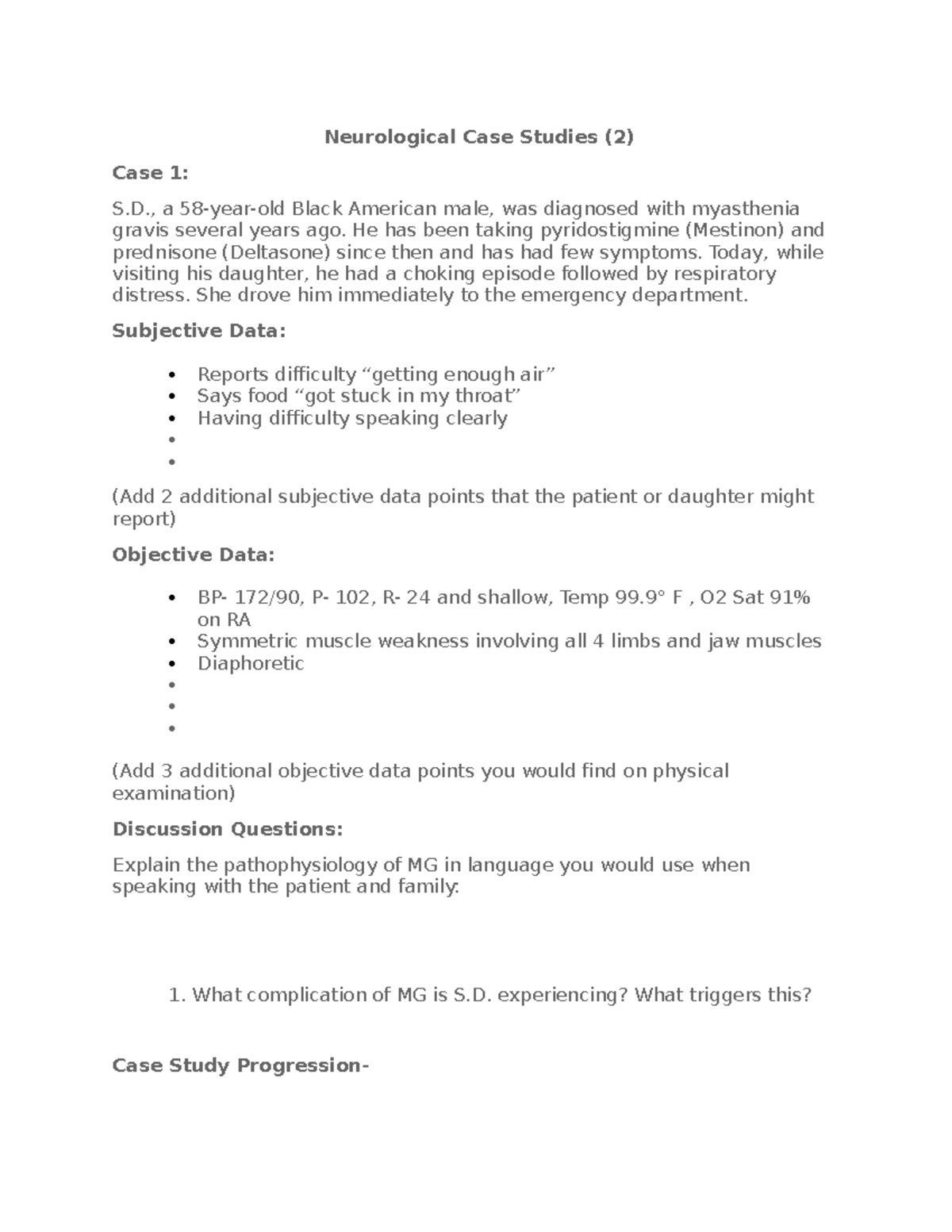 Neurological Case Studies Part 2 NEW Format Neurological Case Studies