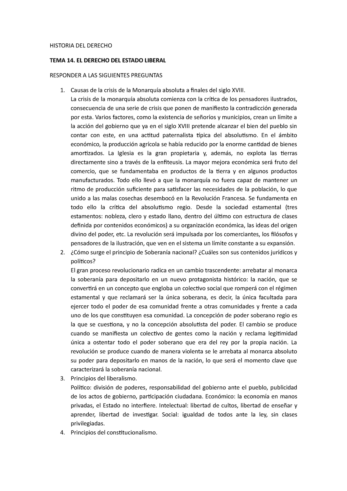 El Derecho del Estado Liberal - HISTORIA DEL DERECHO TEMA 14. EL ...