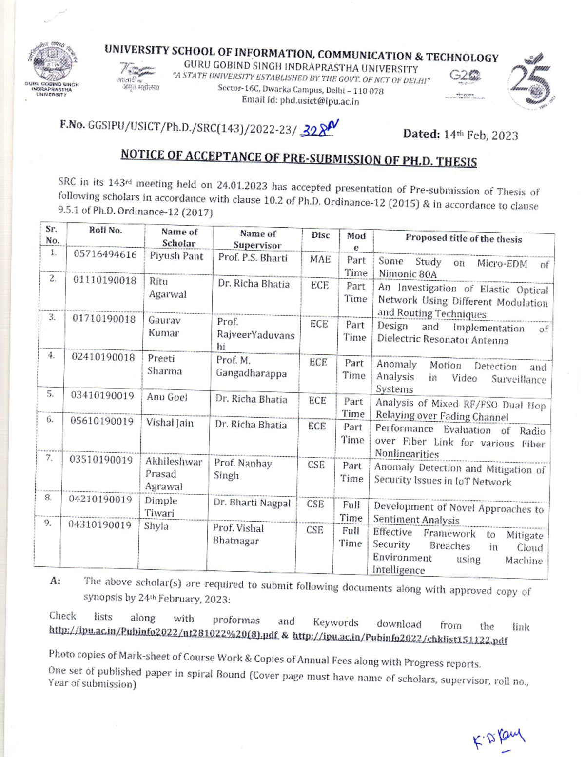 notice of thesis submission upm