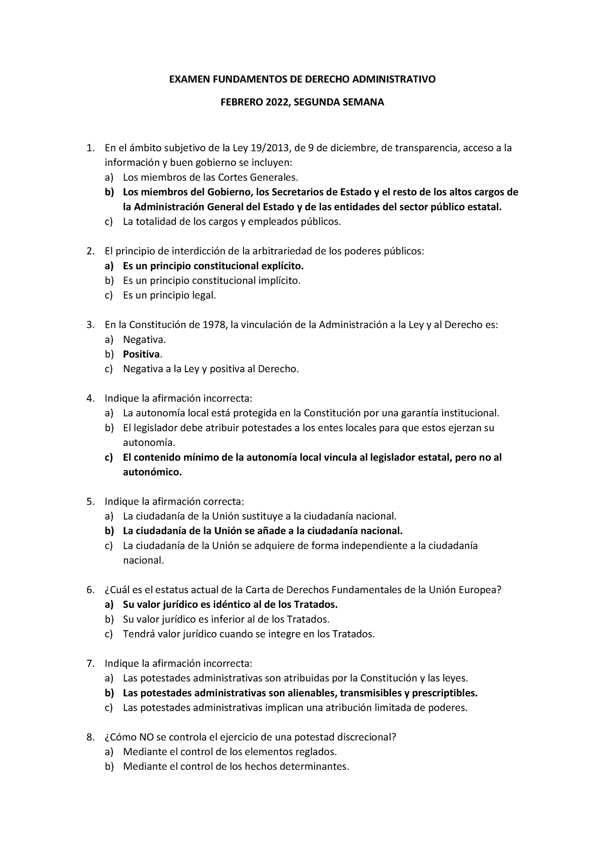 Modelo Examen 2022 Feb Segunda Semana - EXAMEN FUNDAMENTOS DE DERECHO ...