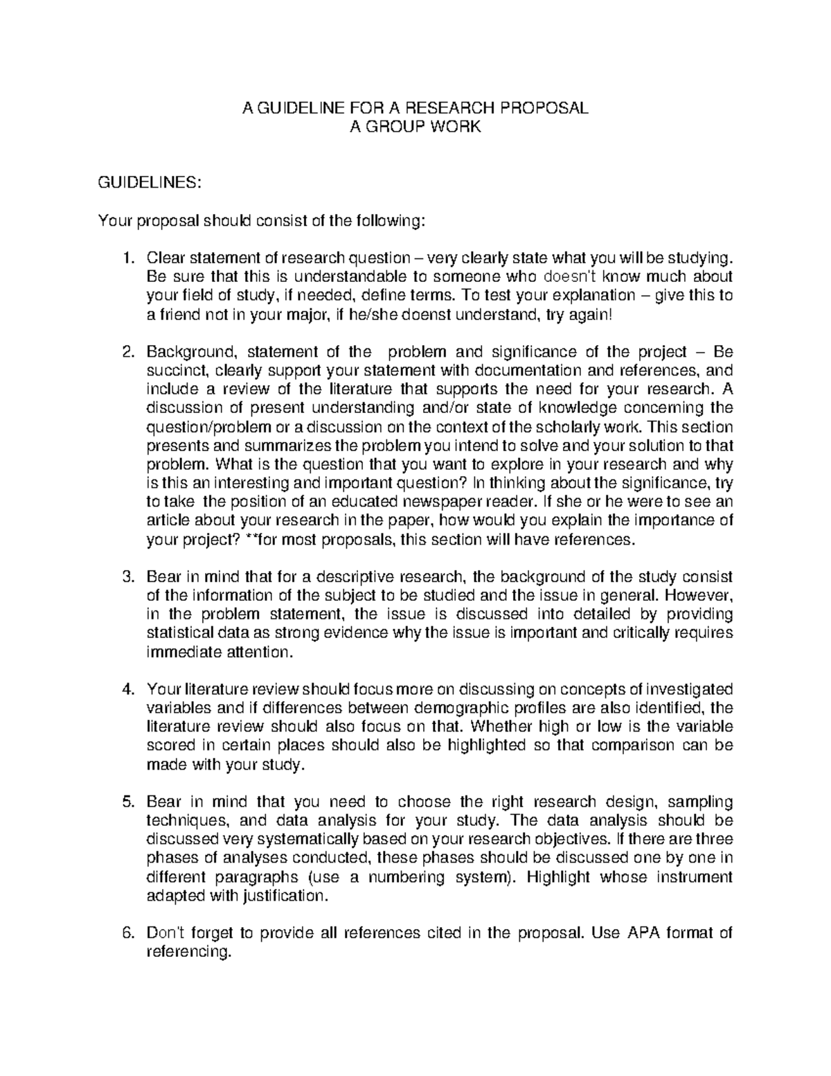 A Guideline FOR A Research Proposal 2021 - Research Methodology - UiTM ...