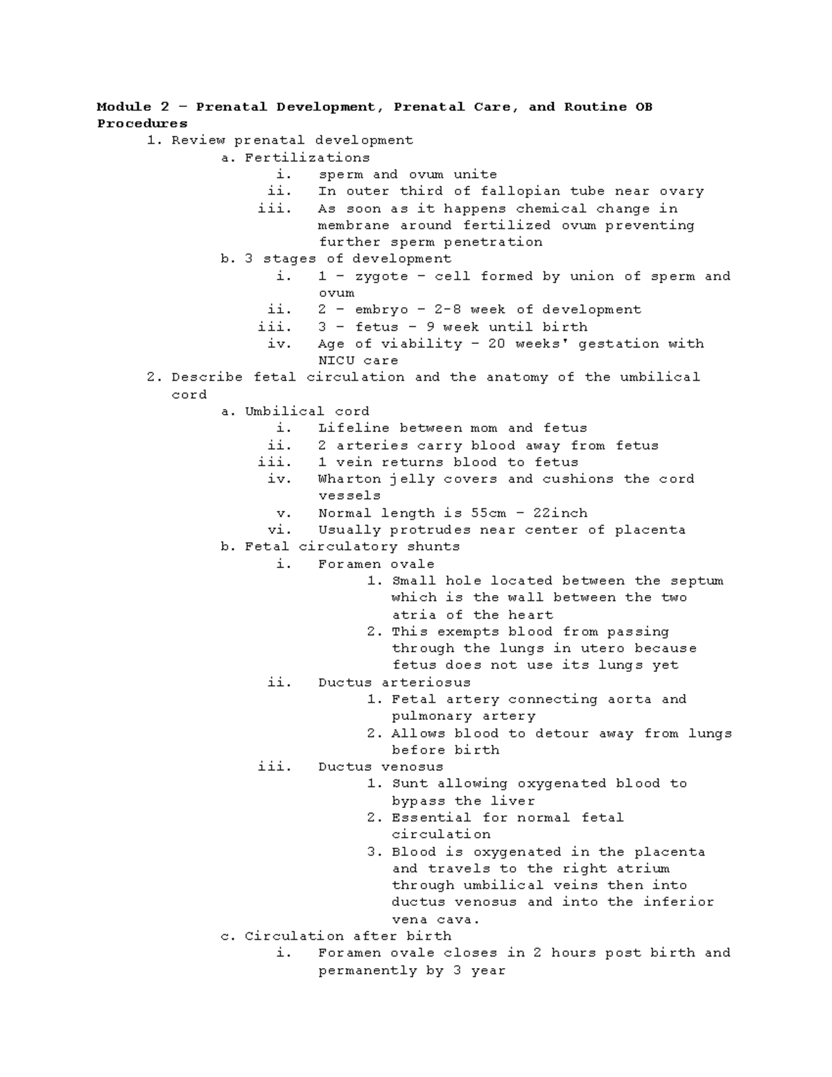 Mat mod 2 sg - Lecture notes 2 - Module 2 – Prenatal Development ...