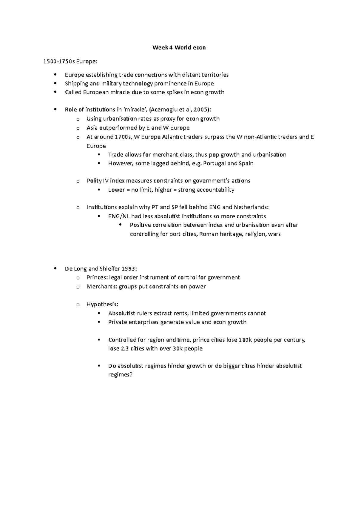 World Economy week 4 - Lecture notes Topic 2, lectures 3, 4 - Week 4 ...