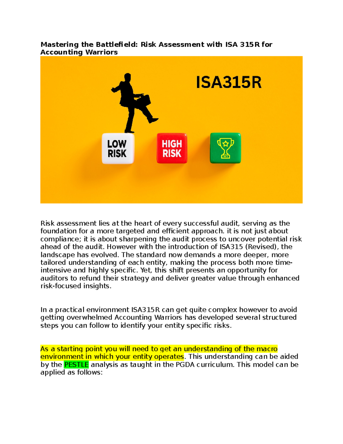 ROMM - Summary Auditing 2B - Mastering the Battlefield: Risk Assessment ...