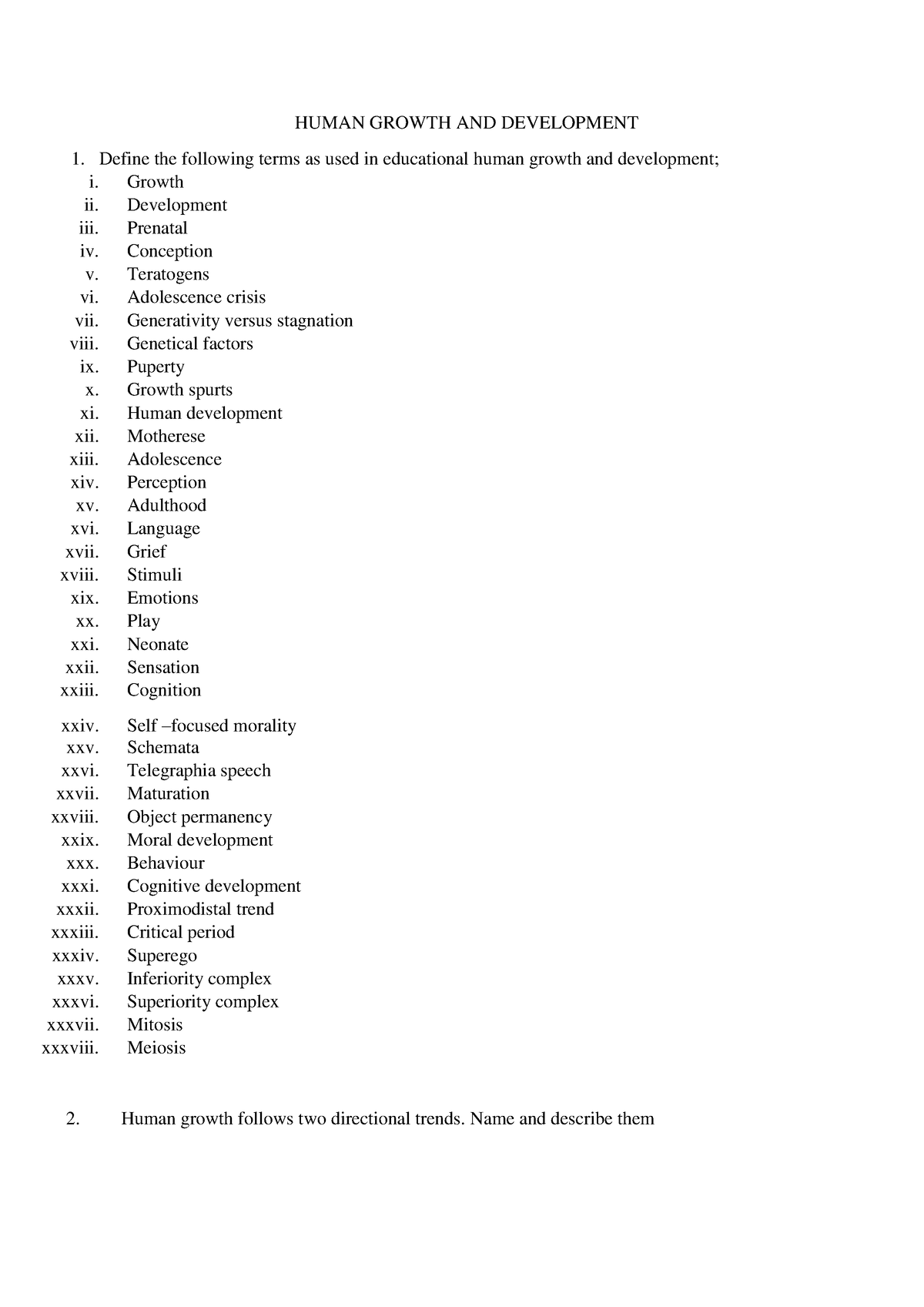 Human Growth AND Development Revision QA - HUMAN GROWTH AND DEVELOPMENT ...