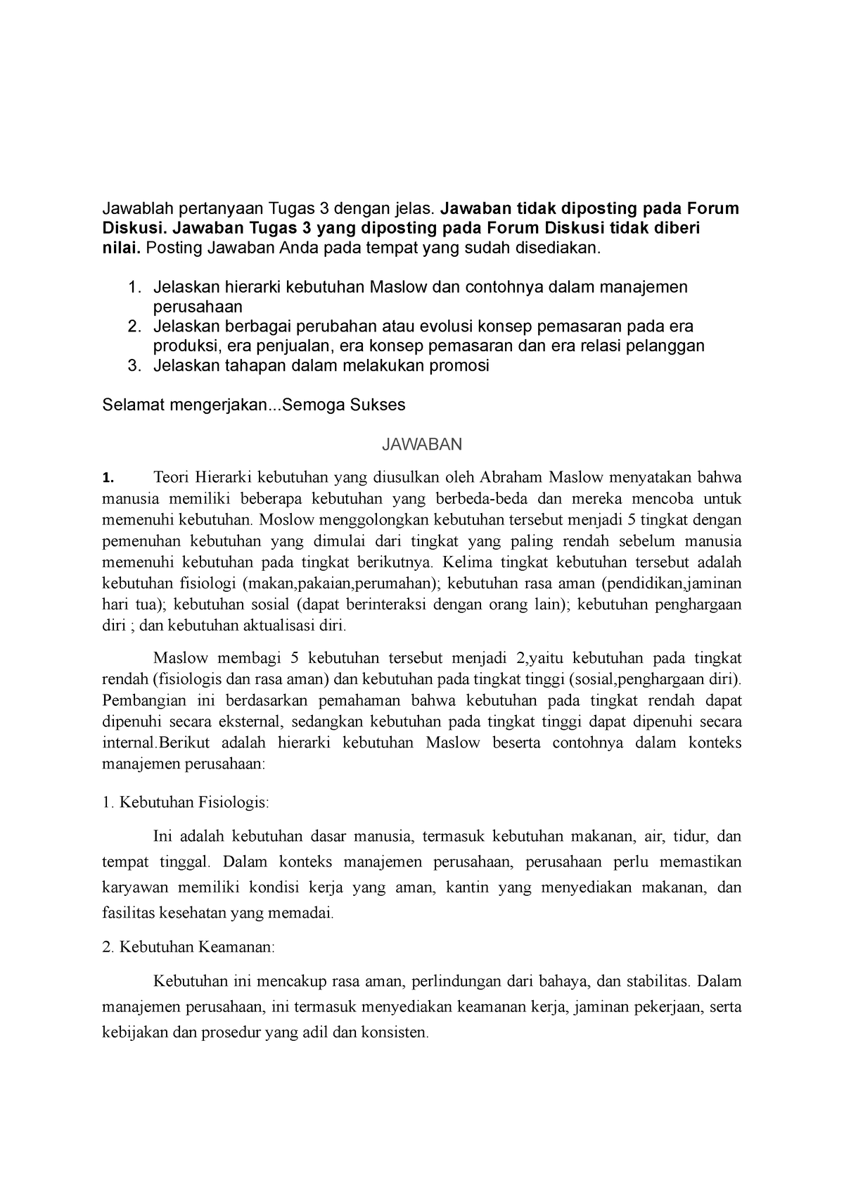 Tugas 3 Pengantar Bisnis - Jawablah Pertanyaan Tugas 3 Dengan Jelas ...