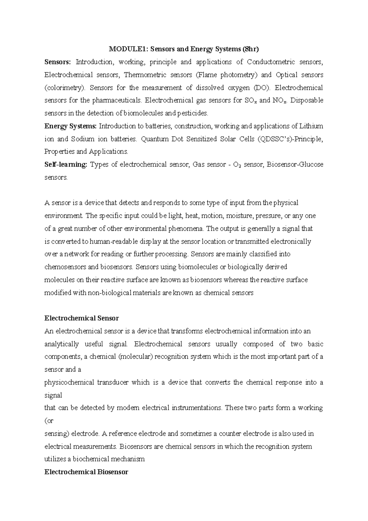 CS- Module 1 Notes - syllabus - MODULE1: Sensors and Energy Systems ...