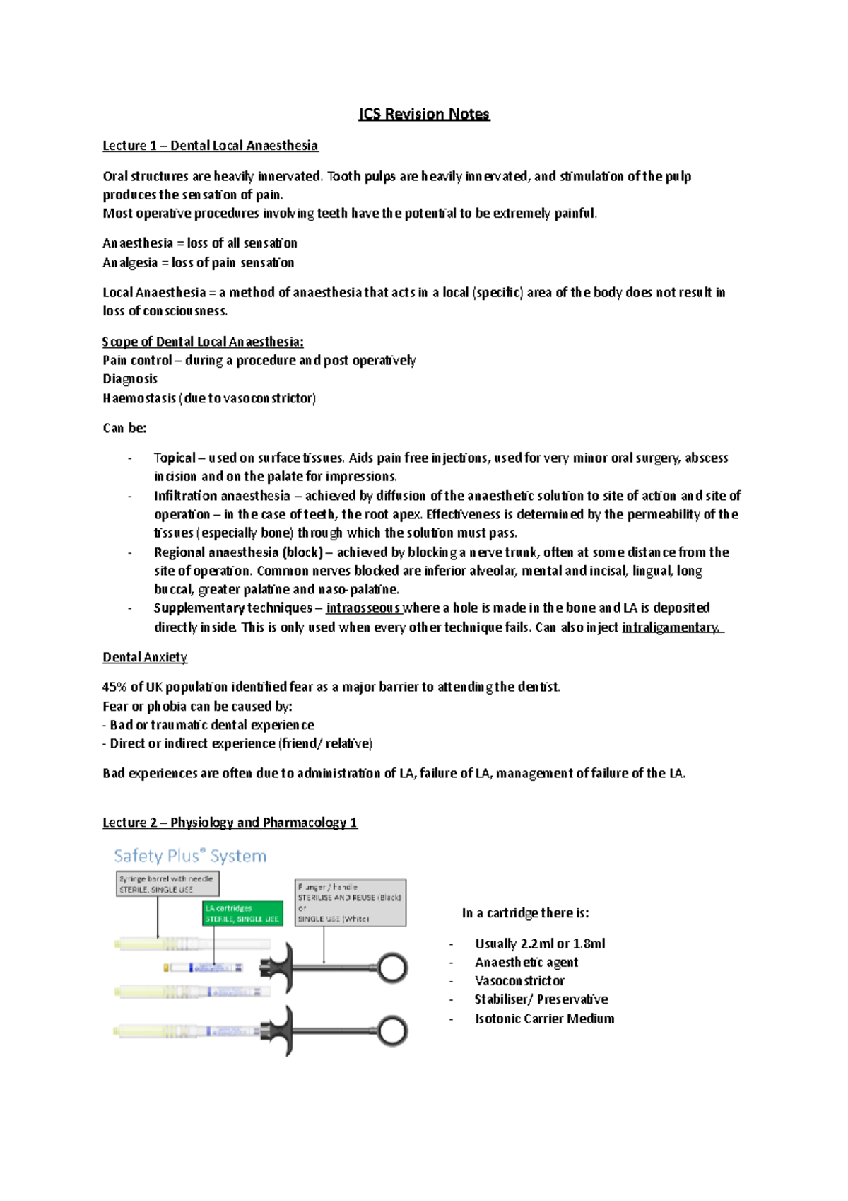 ICS Revision Notes - ICS Revision Notes Lecture 1 – Dental Local ...