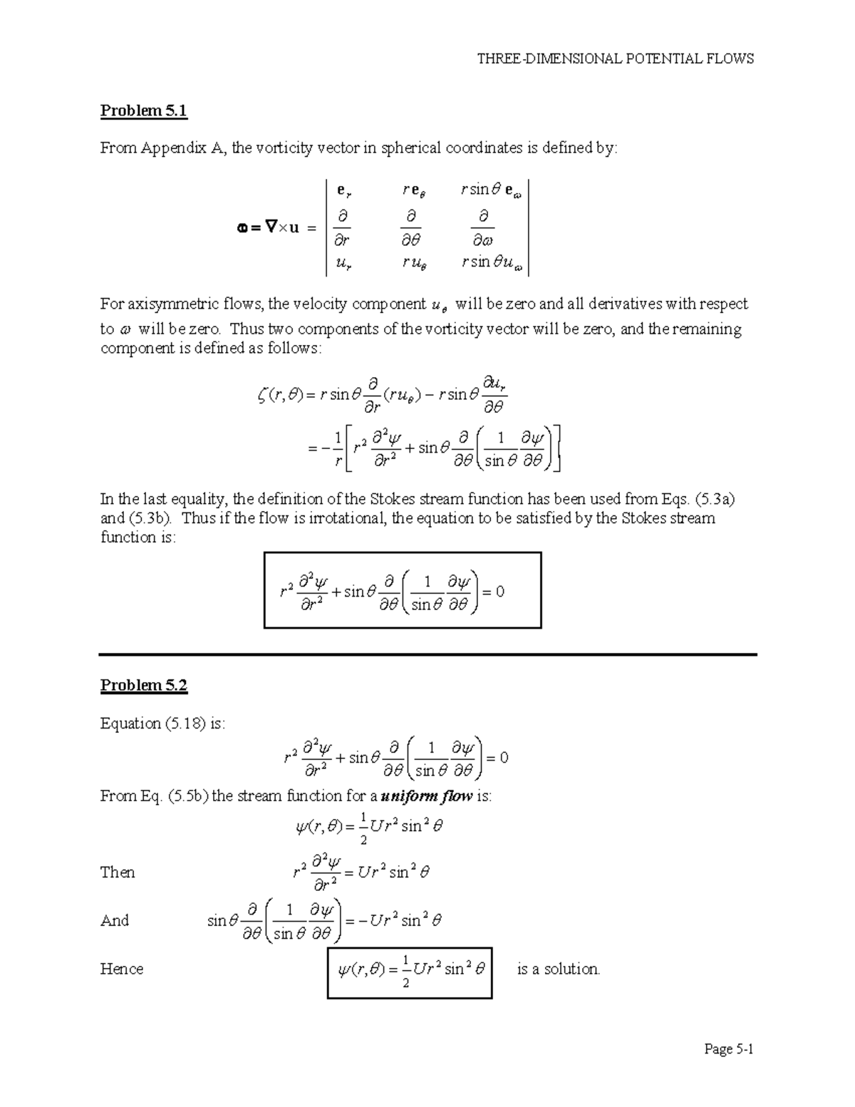 2.009 Guided Summary Notes 5. Three Dimensional Flow - Problem 5. From ...