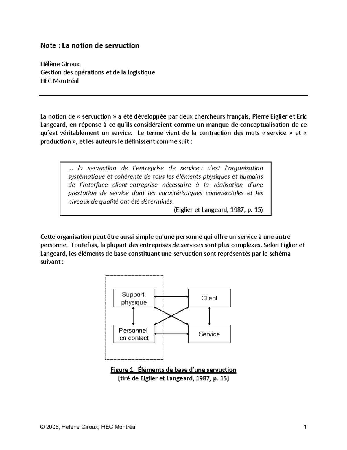 S1 1 La notion de servuction - Note : La notion de servuction Hélène ...