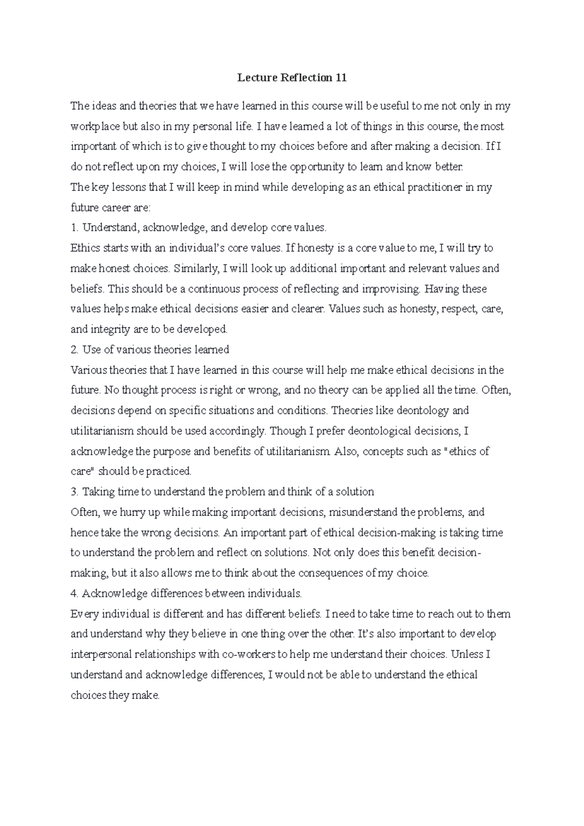 Lecture Reflection 11 - I have learned a lot of things in this course ...