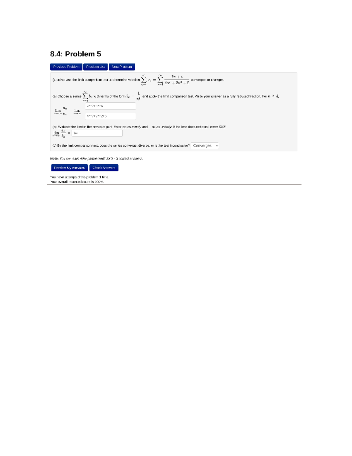 Webwork 8.4 Q 5 - Chapter 8.4 Homework Question 5 - MATH 1452 - Studocu