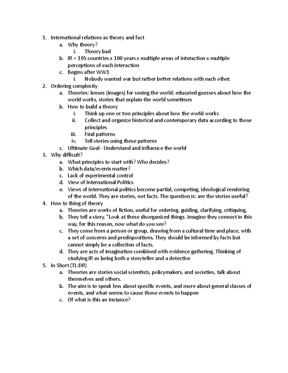 Intro to IR Theory and Types of Theories - International relations as ...