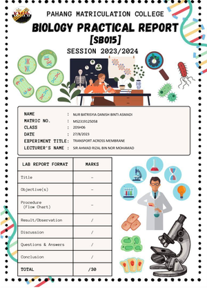 lab report sb025 experiment chromatography