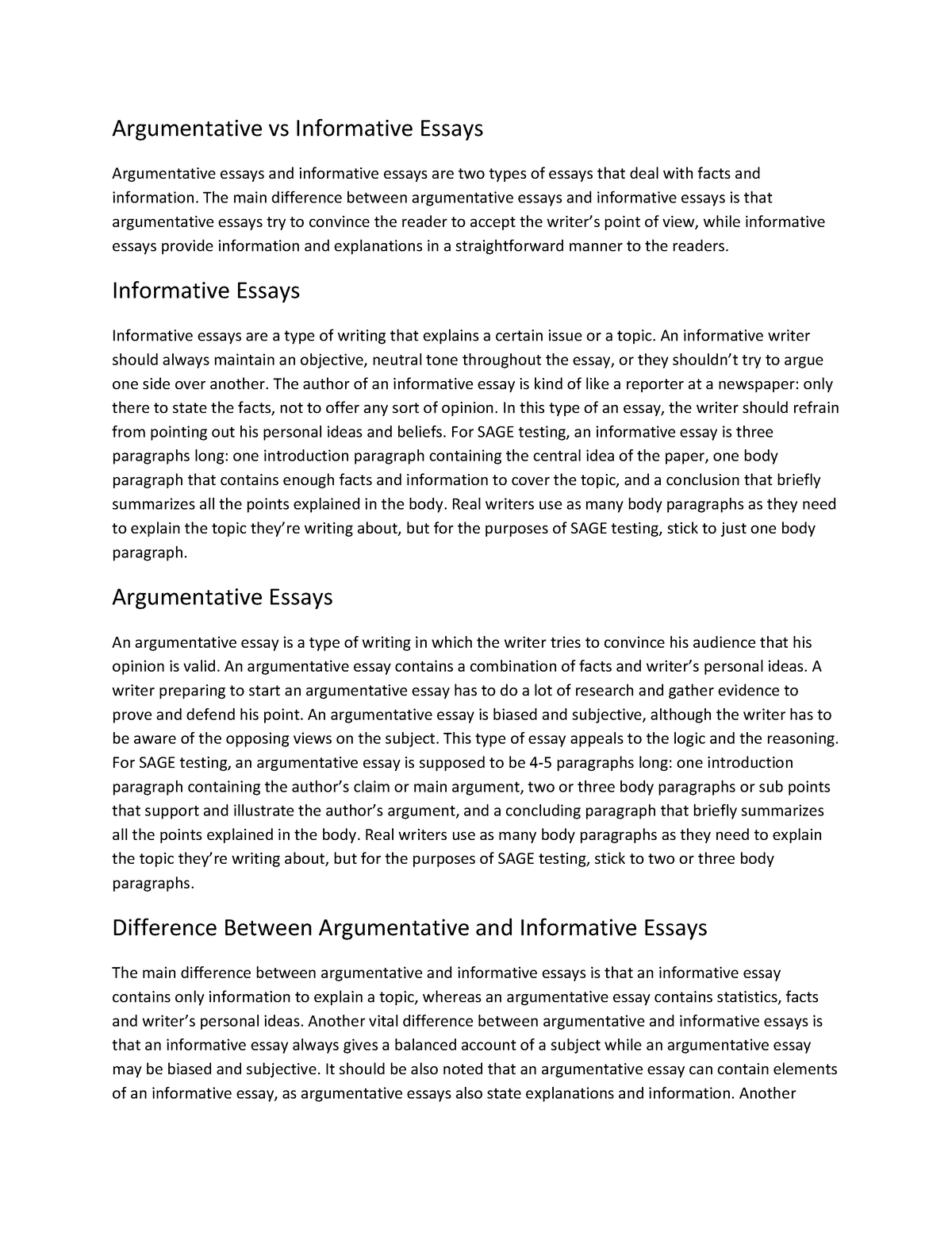 Argumentative Vs Informative Essays Argumentative Vs Informative Essays Argumentative Essays 