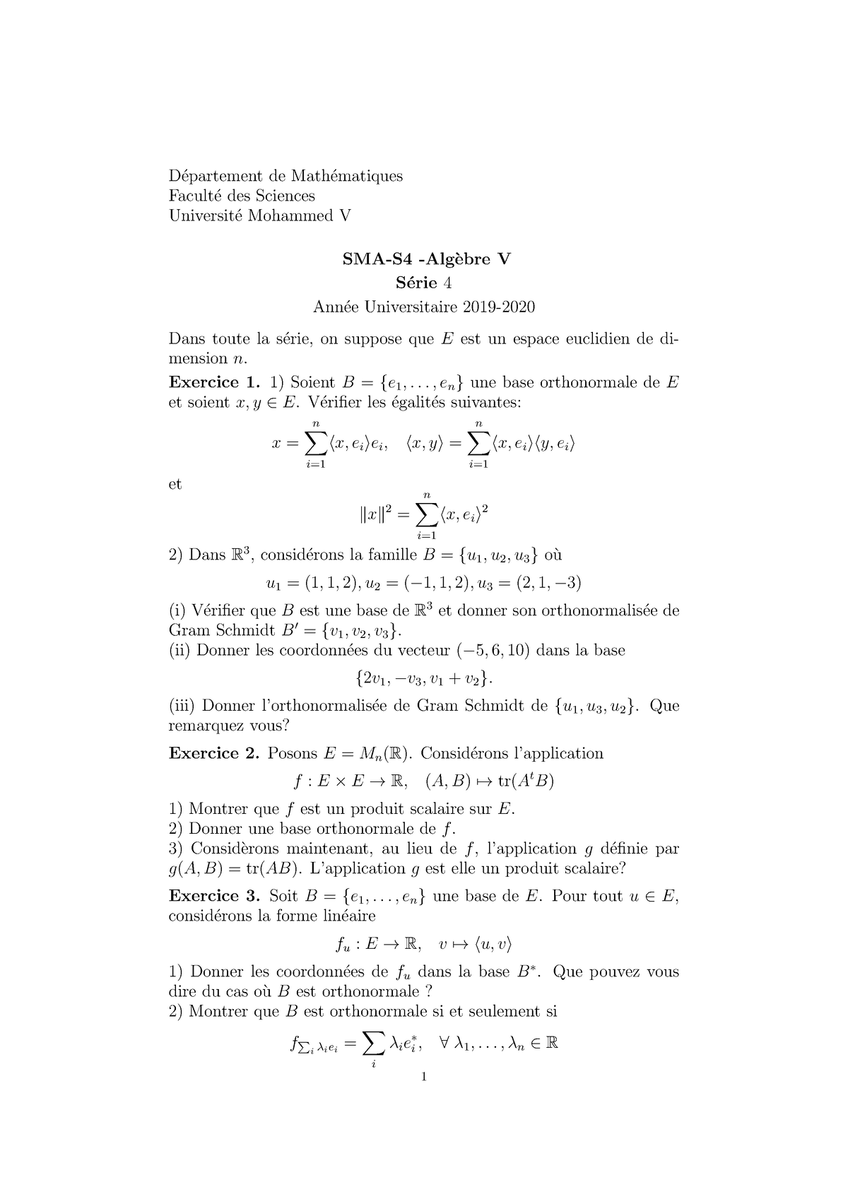 TD-Serie 4 Revisee - D ́epartement De Math ́ematiques Facult ́e Des ...