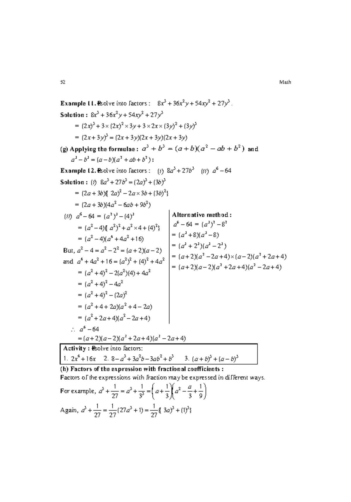 Mathematics Class 9-10 ( PDFDrive )-8 - Example 11. Resolve into ...