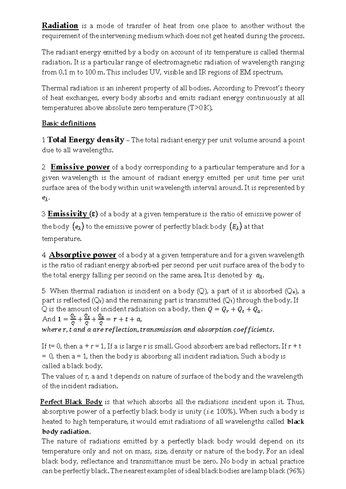 Radiation - The radiant energy emitted by a body on account of its ...