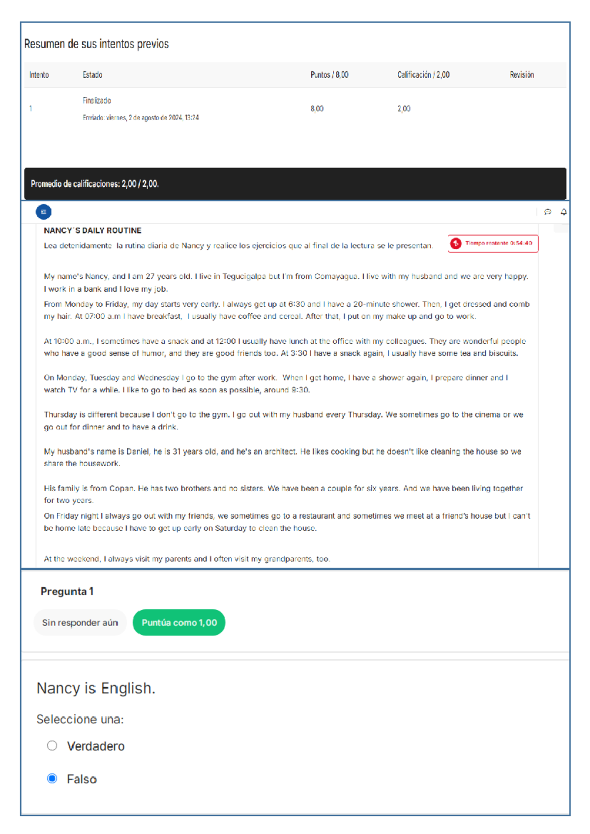 Actividad 39 - Ejercicios. Nancy's daily routine - 2% - Resumen de sus ...