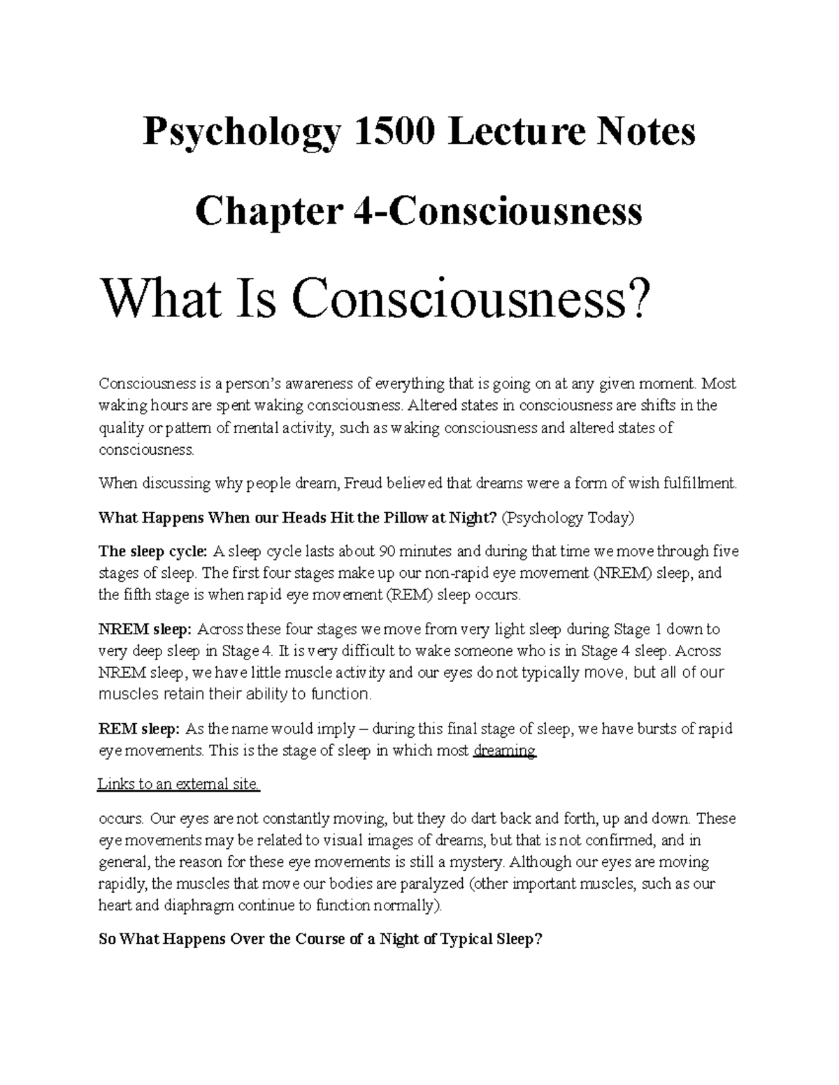 Pysh Chp 4 Notes - Psychology 1500 Lecture Notes Chapter 4 ...