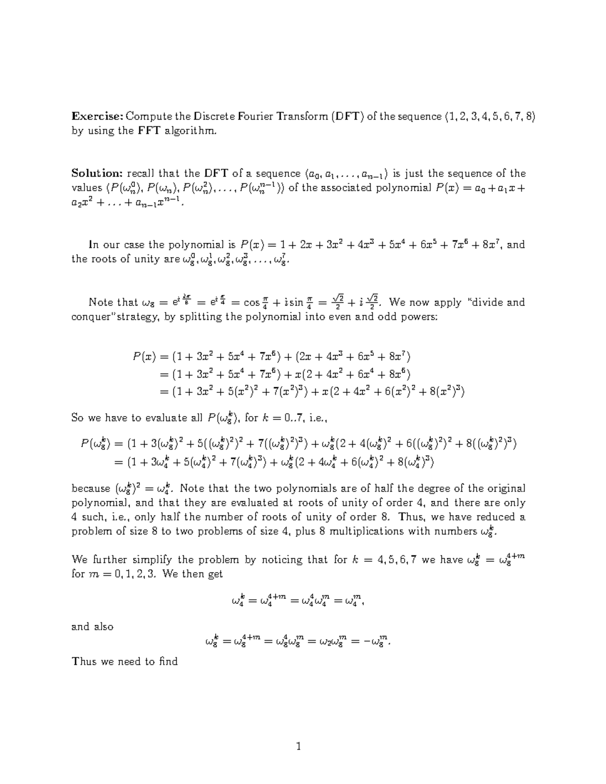Fast forward transfer - Exercise:Compute the Discrete Fourier Transform ...