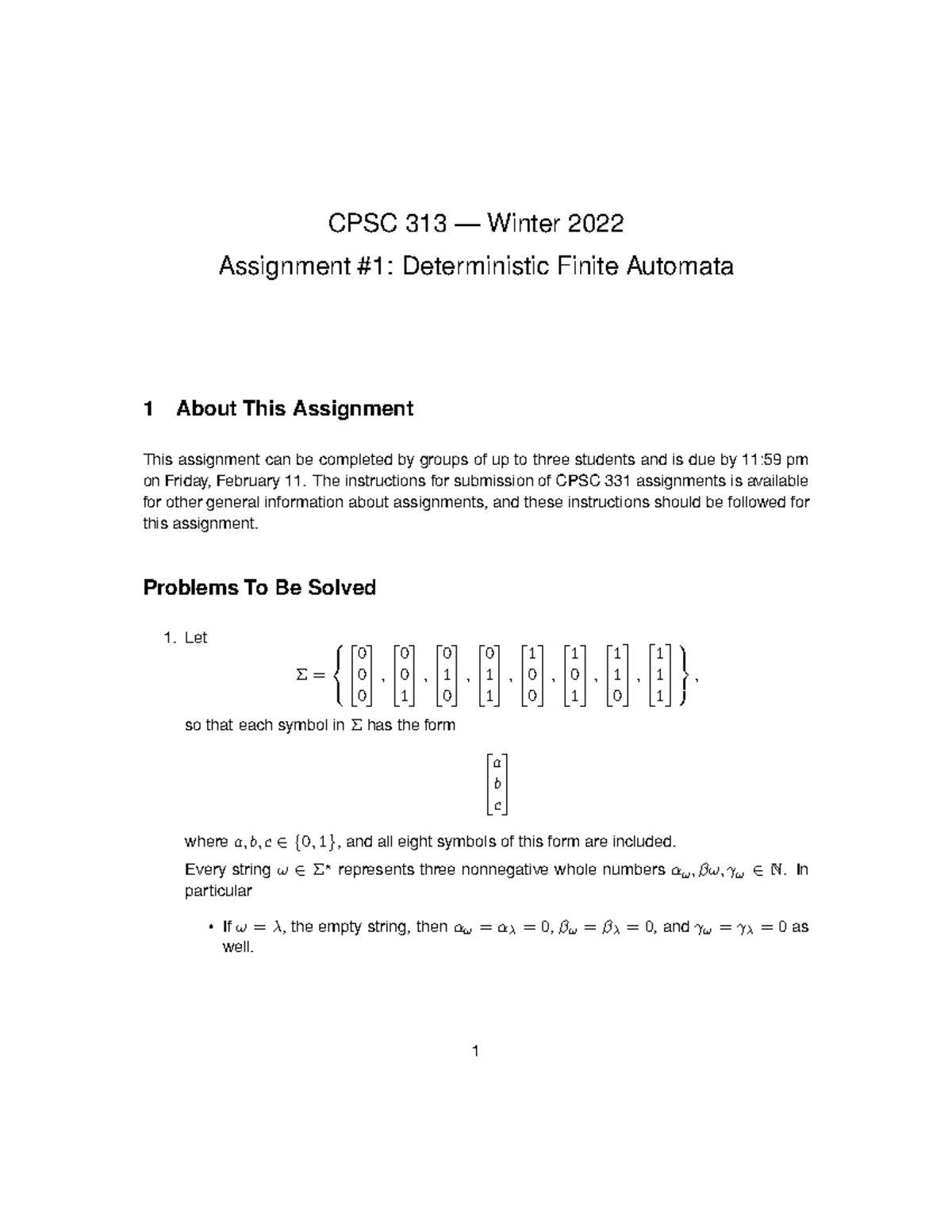 Assignment 1 Questions CPSC 313 - CPSC313 - UCalgary - Studocu