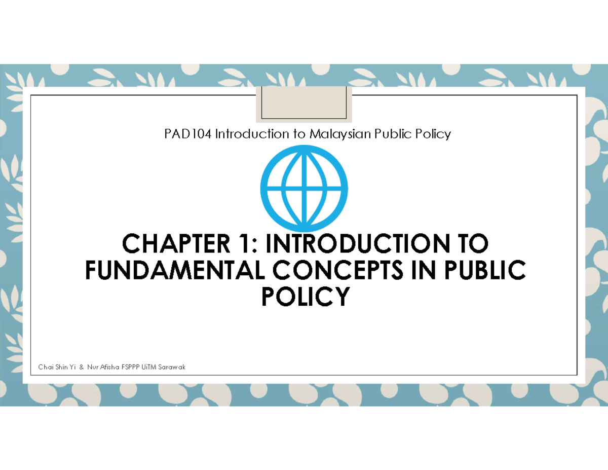 PAD104- CHAP 1 Fundamental Concept In Public Policy - ####### CHAPTER 1 ...