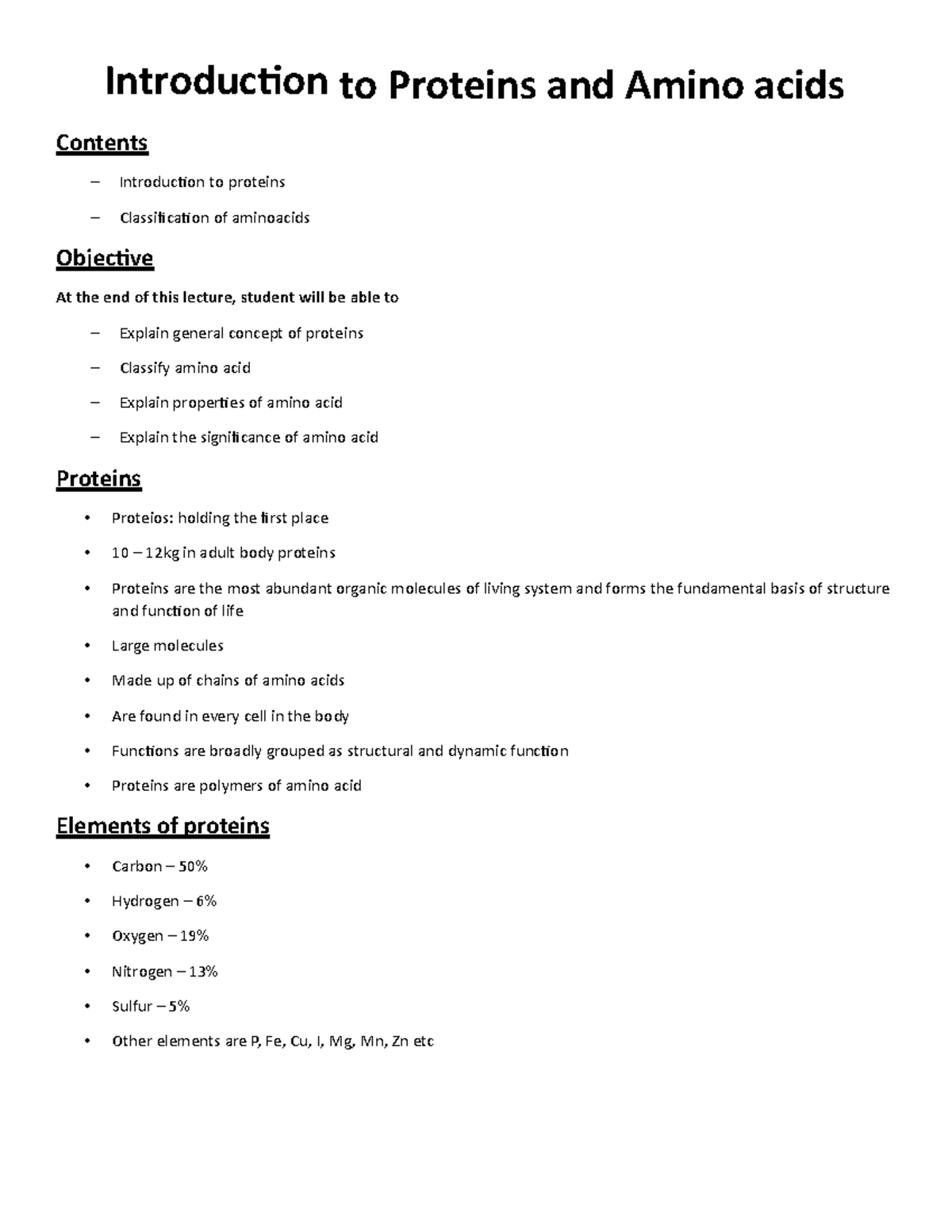 Unit - 3 Introduction to Proteins and Amino acids - Introduction to ...