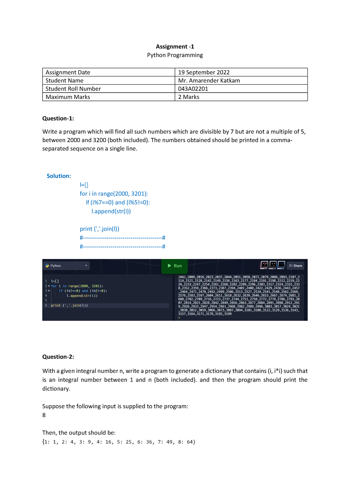 python assignment 1