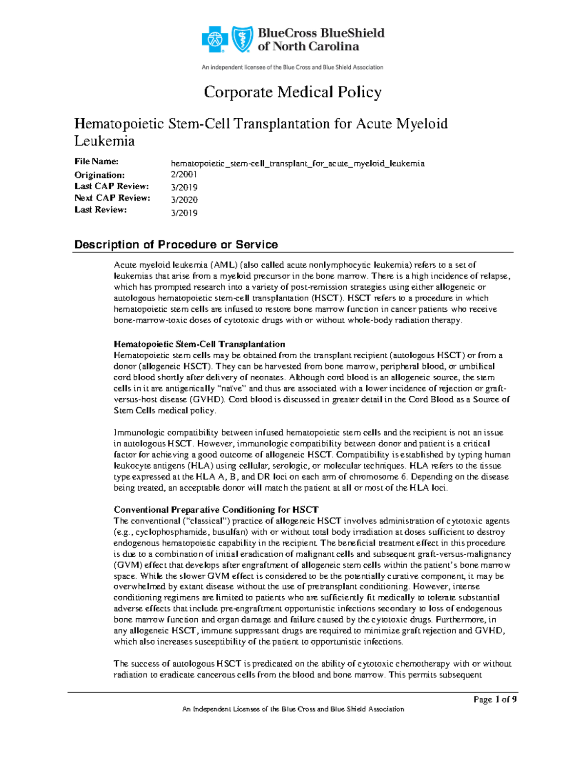 Hematopoietic stem-cell transplantation for acute myeloid leukemia ...