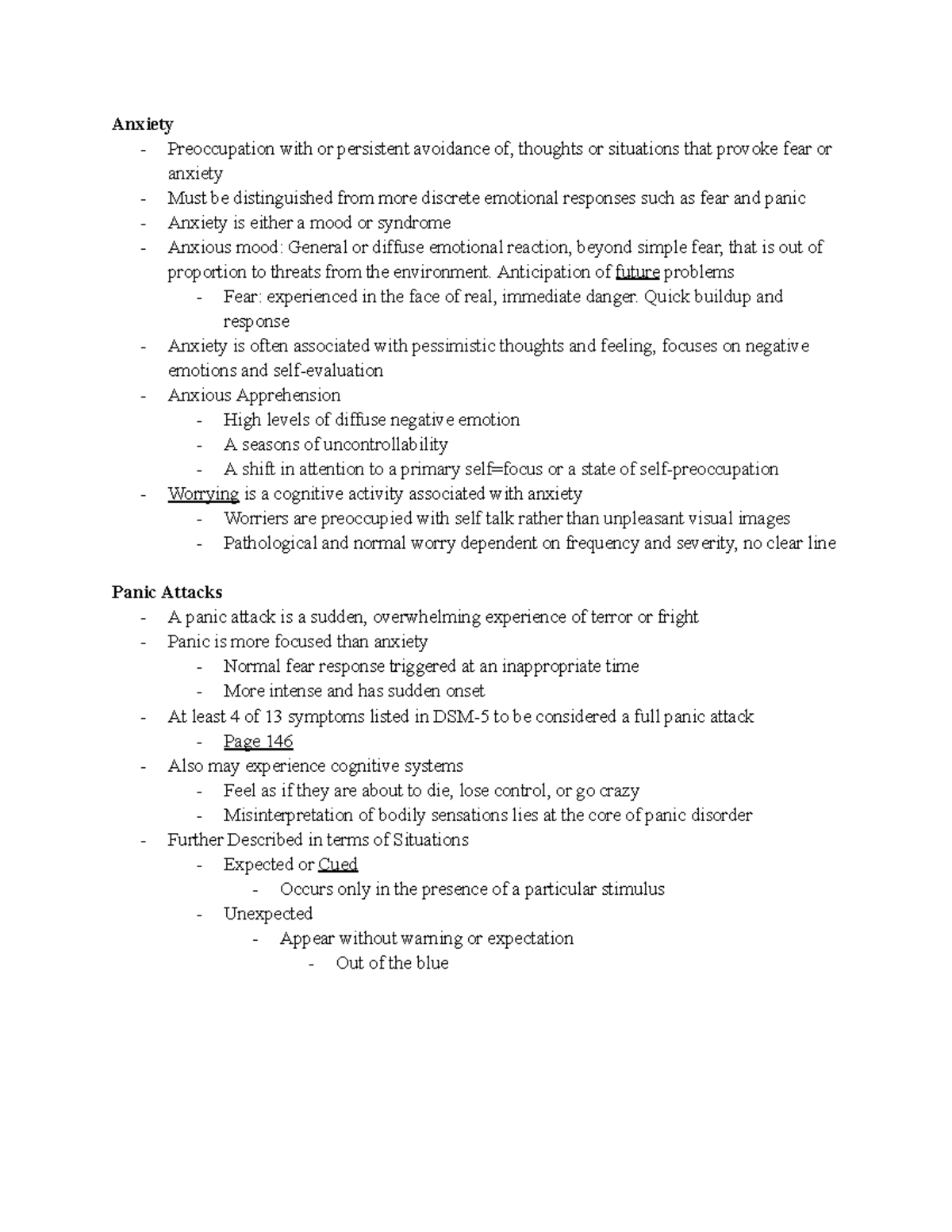 Anxiety and OCD Anxiety Preoccupation with or persistent avoidance