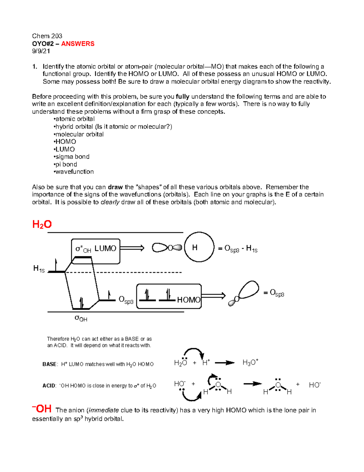 203-21 OYO#2 Answers - Chem 203 OYO#2 – ANSWERS 9/9/ 1. Identify the ...