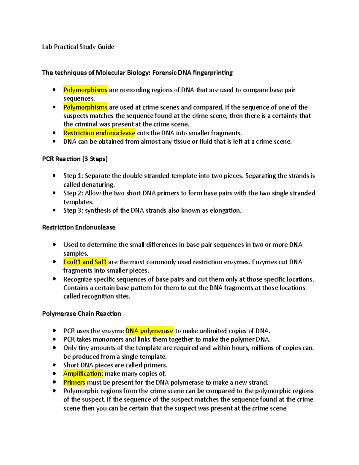 Lab Practical Study Guide II - Lab Practical Study Guide The Techniques ...