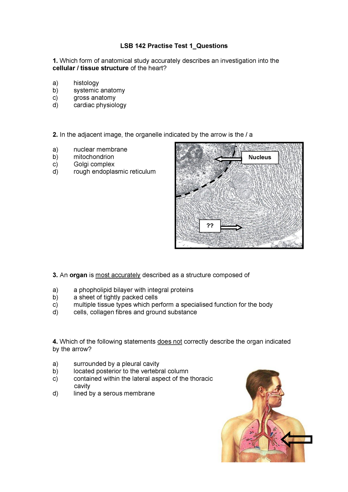 Week 1 Practice Quiz - LSB 142 Practise Test 1_Questions Which form of ...