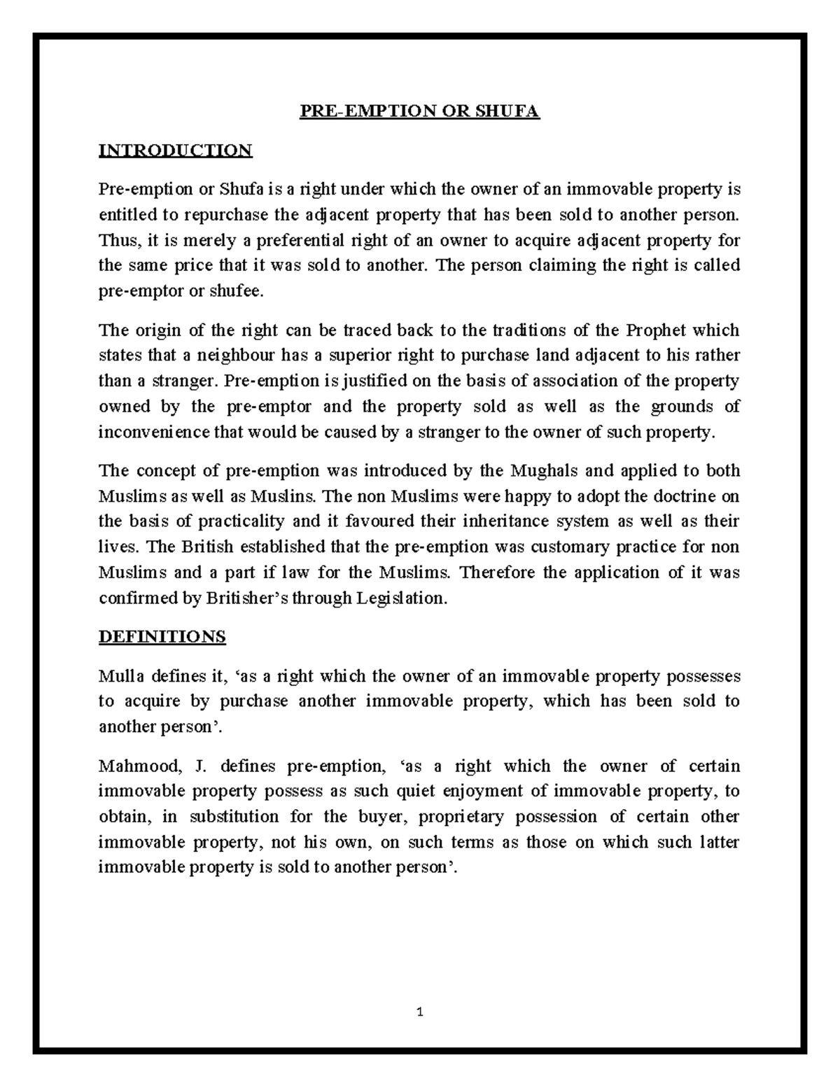 777914 1632058392 - PRE-EMPTION OR SHUFA INTRODUCTION Pre-emption or ...