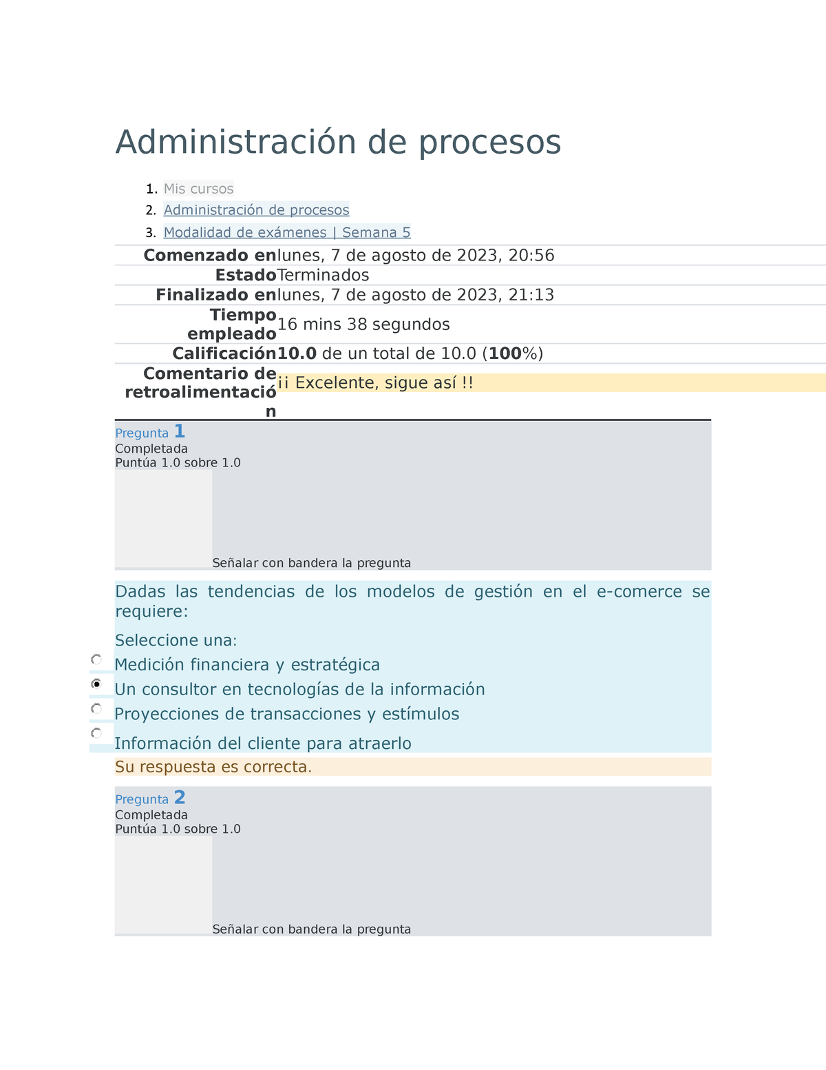 Administración De Procesos Examen Semana 5 - Administración De Procesos ...