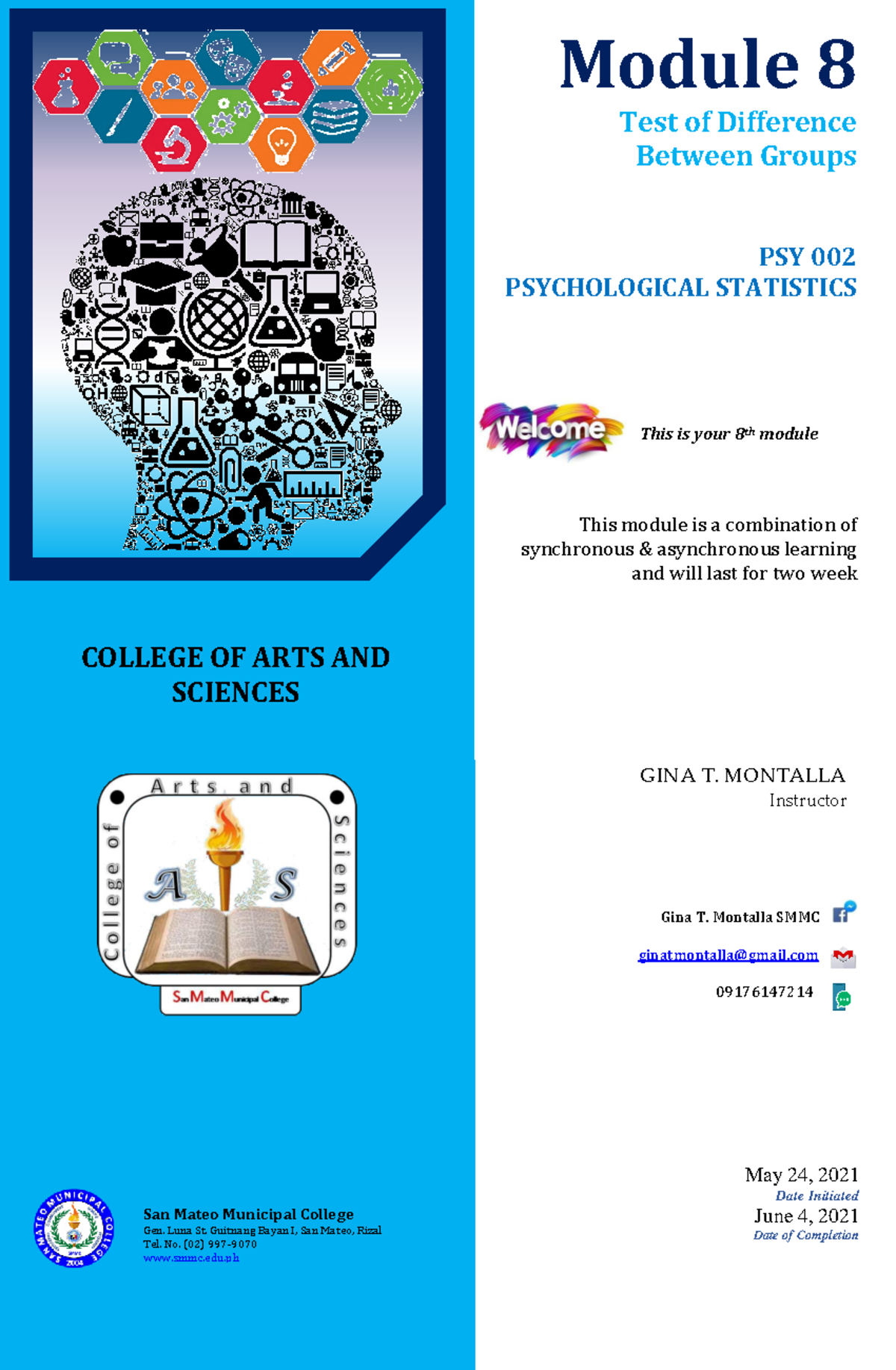 Module 8 psy002 - Lecture notes 2-3 - Module 8 Test of Difference ...