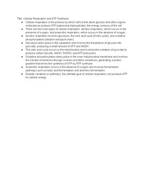 Notes 2 - Summary [B] Introductory Biology: Organismal Biology - Title ...