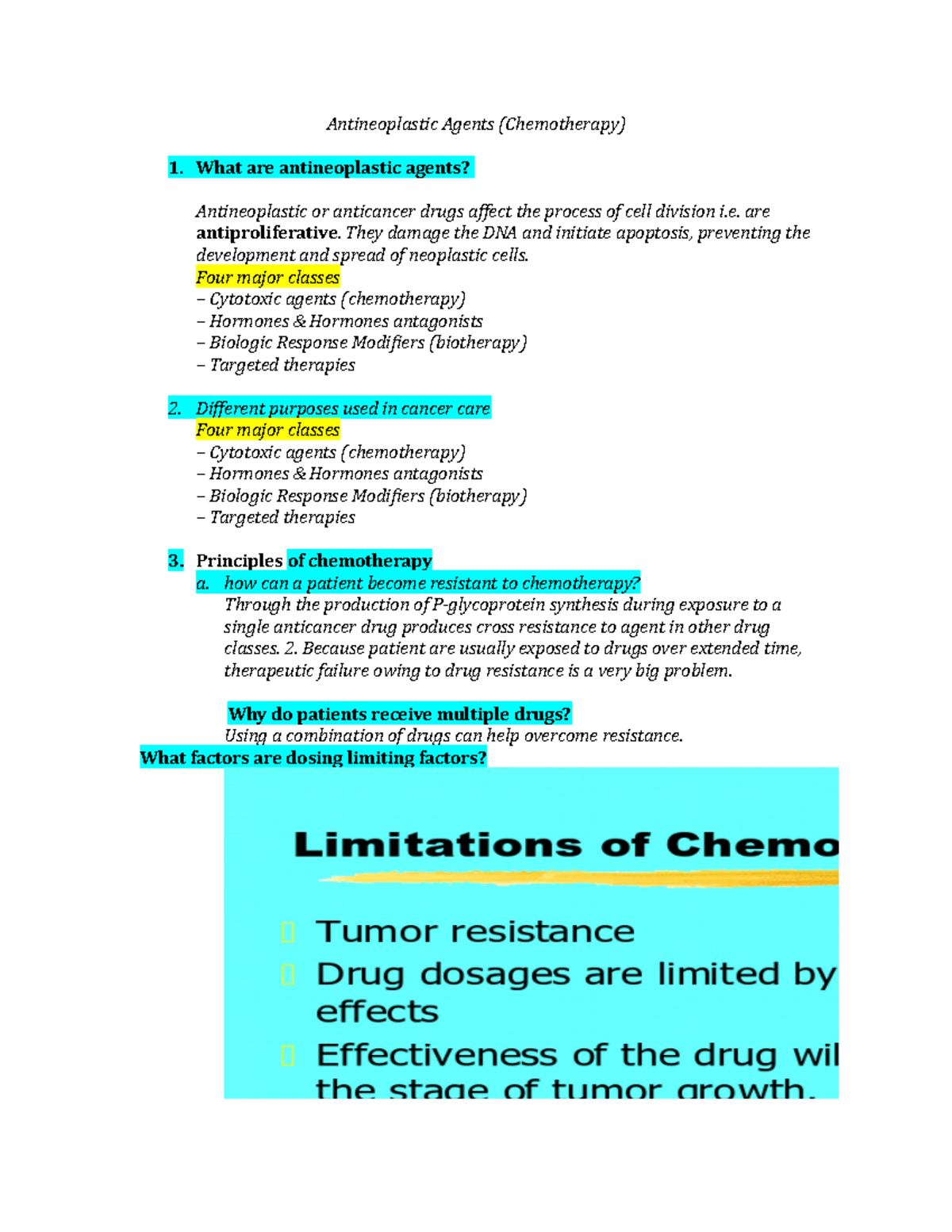 Antineoplastic Agents questions summer 2020 Antineoplastic Agents